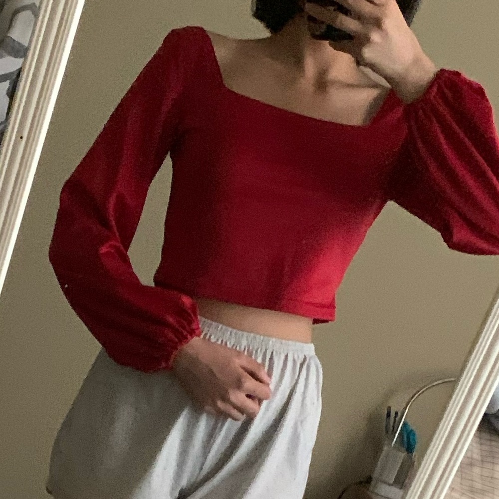 Dark red crop top